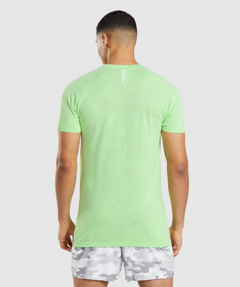 Men's Gymshark Geo Seamless T-Shirts Light Green | CA 785D63